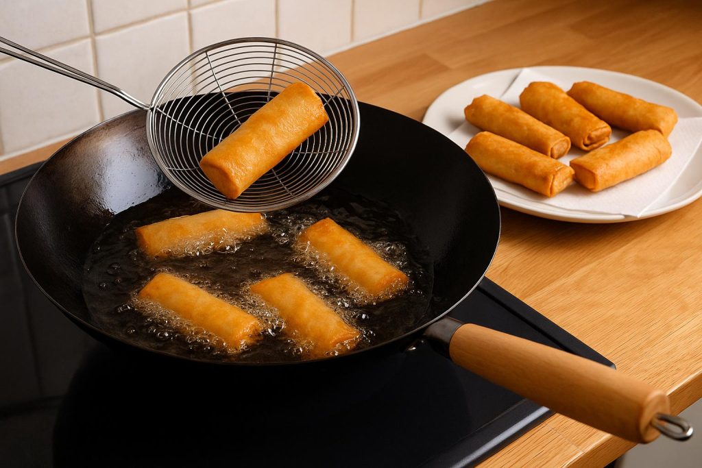 How to Make Crispy Spring Rolls Using a Wok